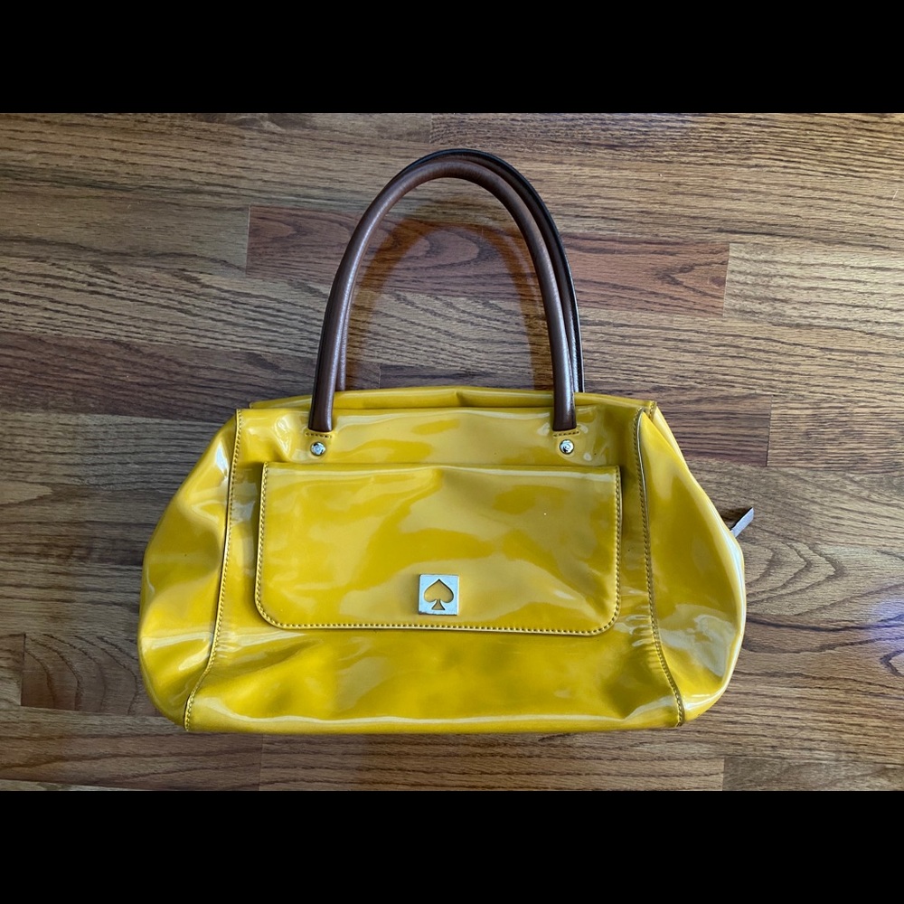 Large Kate Spade Shelby Yellow Patent Purse